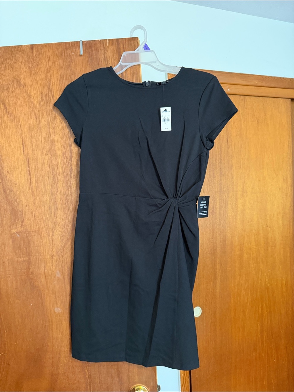 Express Black Knot-Detail Mini Dress